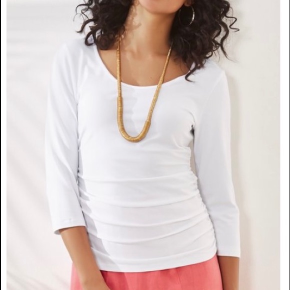 Soft Surroundings Tops - NWT❣️Soft Surroundings Ruched 3/4 Sleeve Top